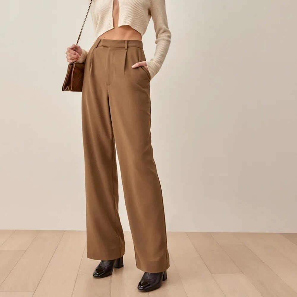 Reformation Jordana Pant Brown - Size 2